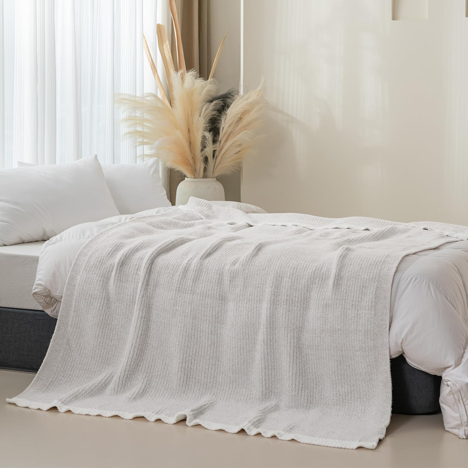 Mh Mylune Home Ultra Soft Ribbed Throw Blanket For Couch 60X80 Inches Luxurious Super Cozy Fluffy Microfiber Blanket Plush Warm