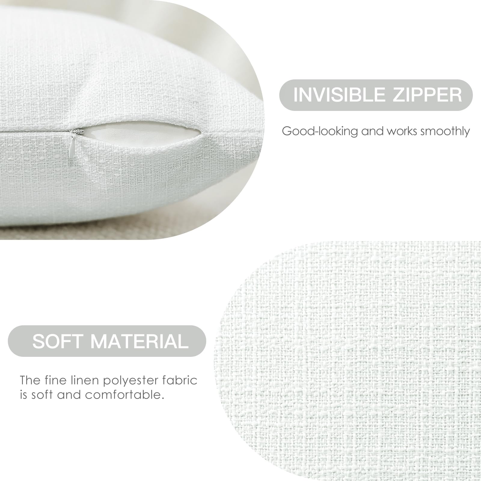 Otostar Pack Of 2 Throw Pillow Covers 12X20 Inch Linen White Pillowcases Farmhouse Decorative Solid Pillow Covers 30X50 Cm Lumba