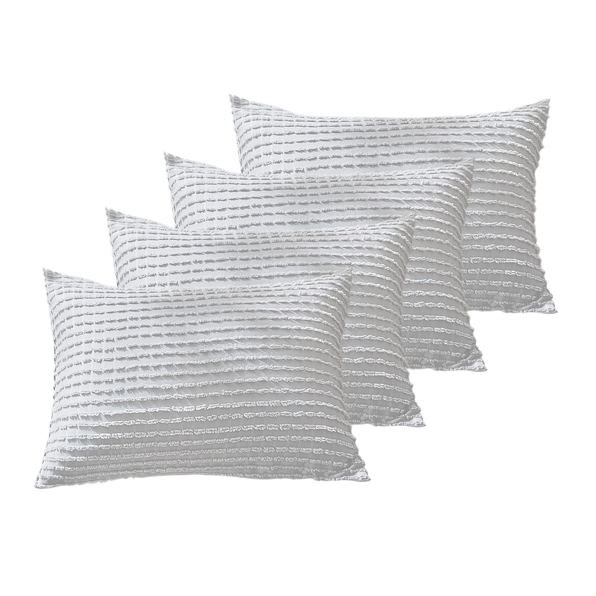 Warmdern Grey Pillow Covers King Pillow Cases Soft Microfiber Pillow Cases Set Of 4 Boho Textured Pillowcase With Envelope Closu