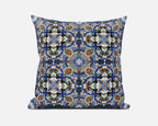 HomeRoots Blue Orange Cloverleaf Boho Suede Throw Pillow