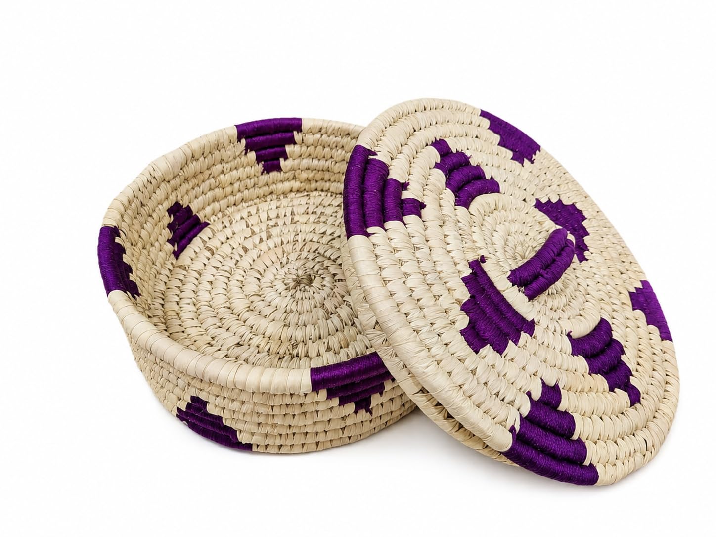 Unique Craft India Handwoven Decorative Basket Set With Lid, Natural Fiber, Multipurpose Organiser For Fruits, Bread, Table Dcor