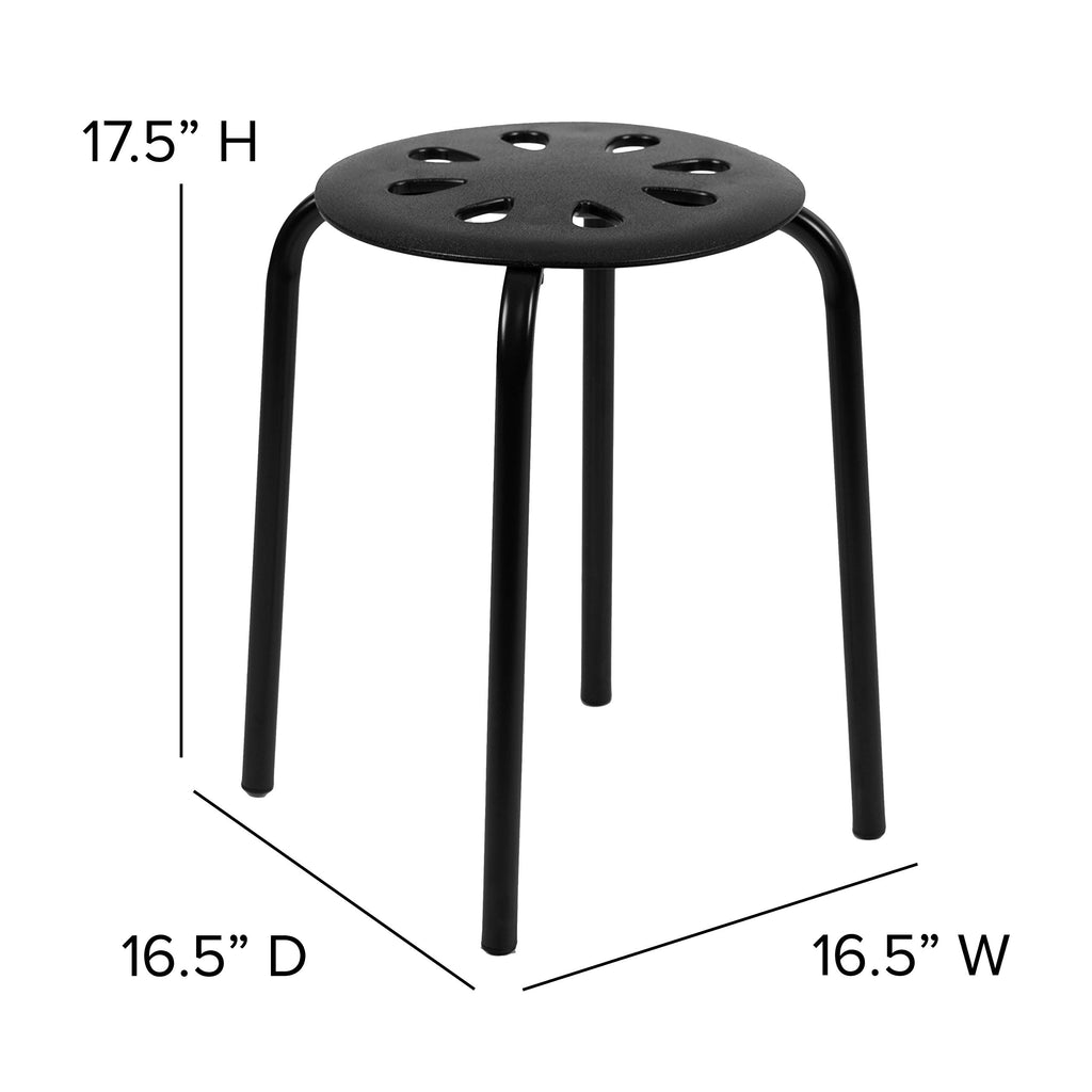 Flash Furniture Bailey Plastic Nesting Stack Stools, 17.5"Height, Black (5 Pack)