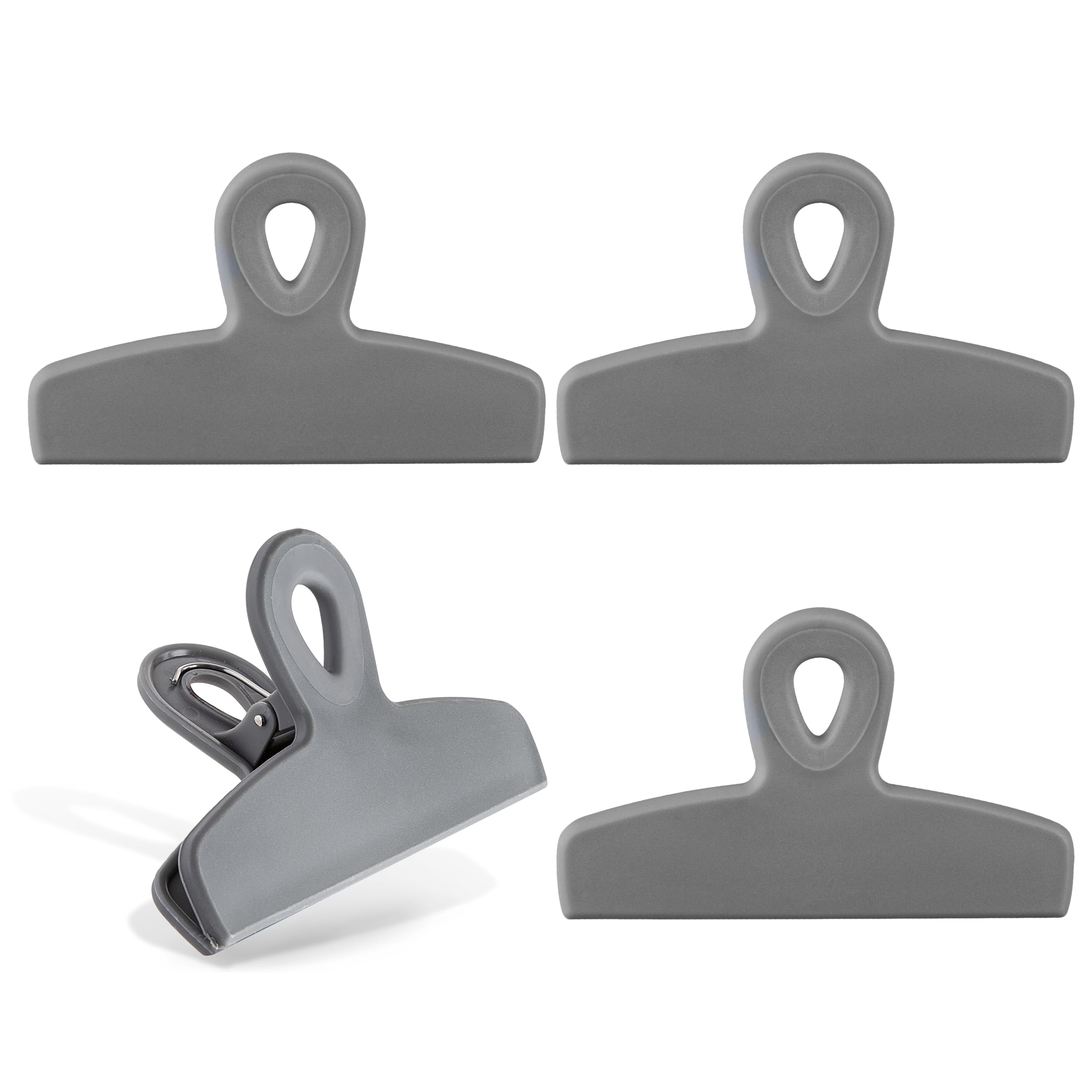 Cook With Color Bag Clips - Heavy Duty Chip Clip And Refrigerator Magnet Clips For Food Storage With Air Tight Seal Grip, Grey,