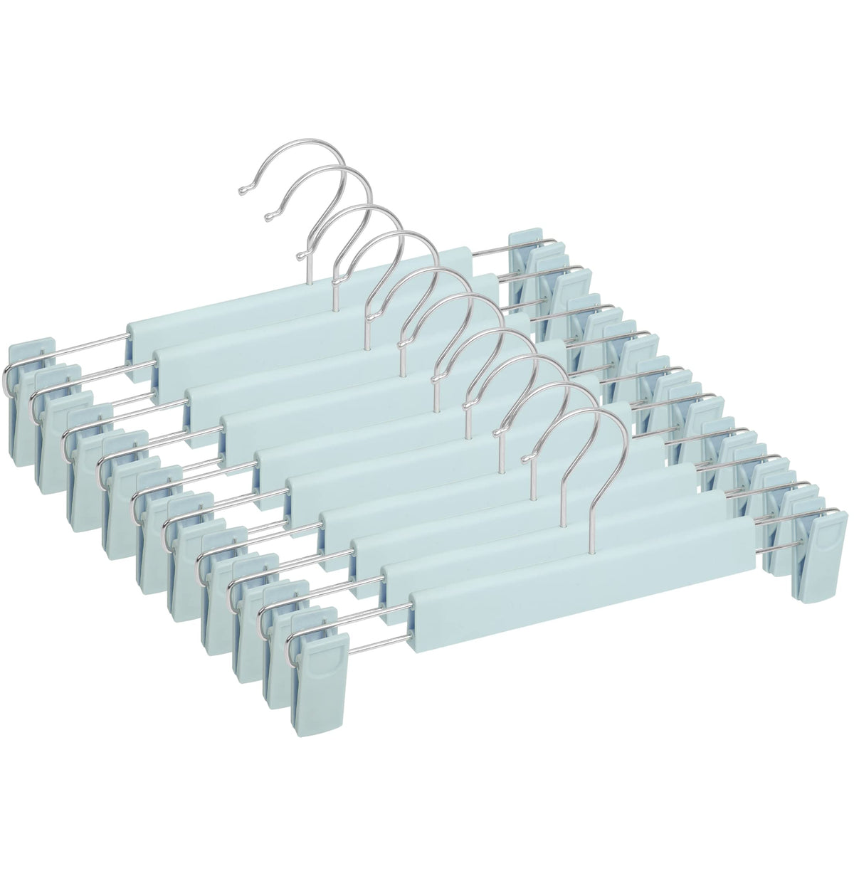 Pants Hangers with Clips Skirt Hangers for Women Plastic Clip Hangers for Pants Clothes Hangers (30pack, Blue)