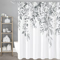 Gibelle Long Shower Curtain 72 x 78, Grey Floral Shower Curtain for Bathroom, Watercolor Plant Eucalyptus Leaves Fabric Shower C