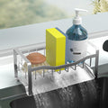 Maifan Sink Caddy Organizer - Self Drain Sponge Holder With Stainless Steel Auto Drain Tray, Soap & Sponge Rack For Counters (Si