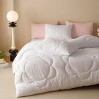 Luxlovery White Comforter Set Cal King Light White Quilts Blush White Bedding Comforter Set Solid Plain Color Soft Breathable Co