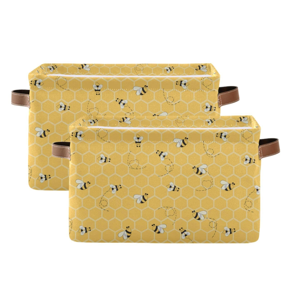 Storage Basket Cute Animal Bee Collapsible Storage Bins Canvas Fabric Baskets for Organizing Toy with Handle for Bedroom Nursery