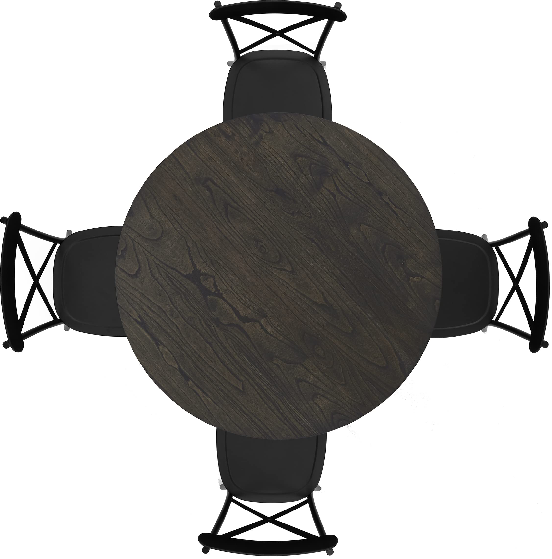 Crosley Furniture Hayden 5-Piece Modern Farmhouse Round Dining Table Set for 4 with Camille Metal Chairs, Slate