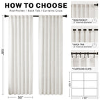 Meetbily Ivory Linen Curtains 108 Inches Long For Living Room 2 Panel Set Cream White Back Tab Semi Sheer Linen Drapes Neutral F