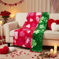 Capoda Valentine's Day St Patrick's Day Flannel Blankets Soft Reversible Heart Shamrock Throw Blanket 60 x 50 Inch Valentine Coz