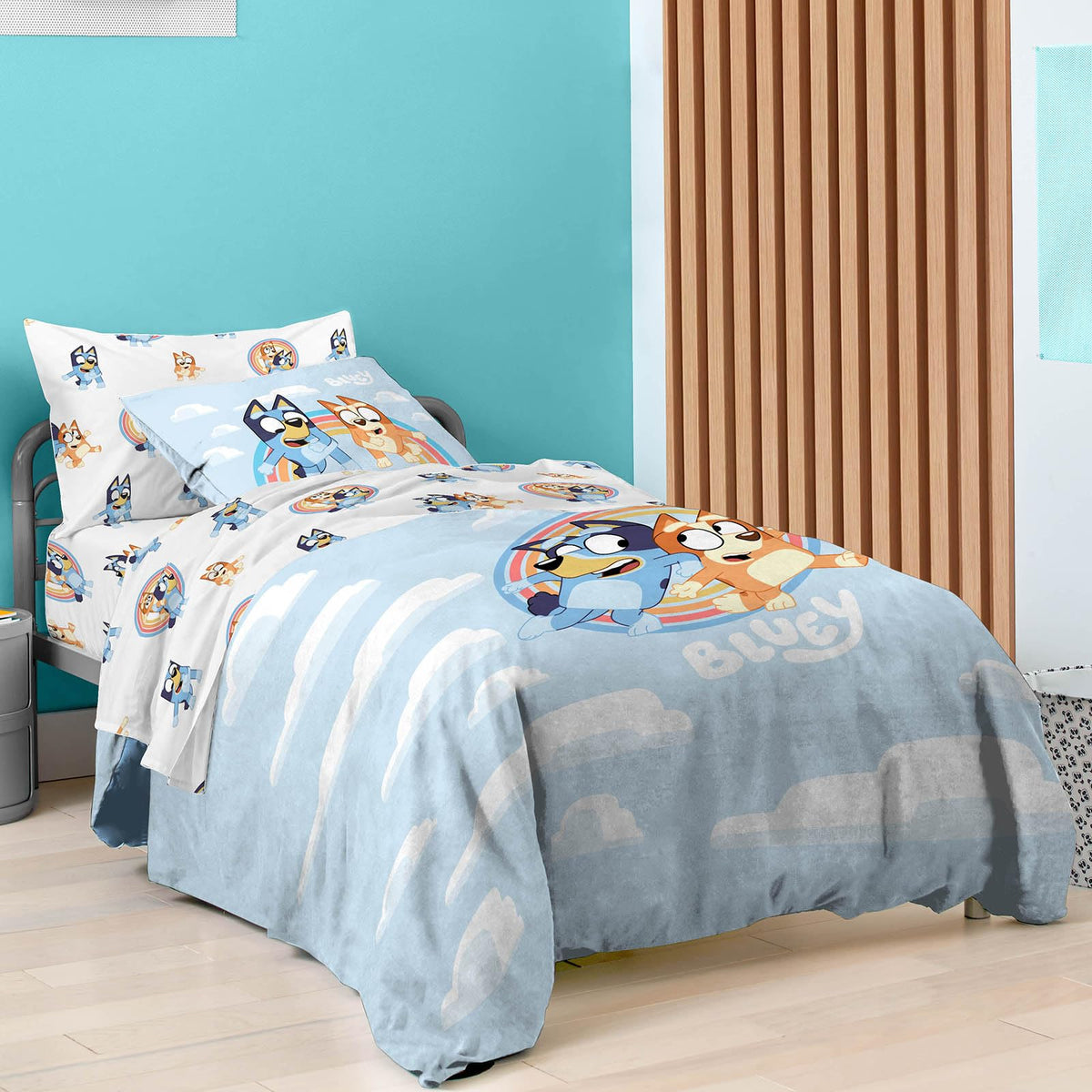 Saturday Park Doodle Rainbow Full Bed Set - 7 Piece 100% Organic Cotton Bedding - Gots & Oeko-Tex Certified