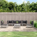 vidaXL 7-Piece White Patio Lounge Set with Cushions - Durable Woven Fabric and Powder-Coated Steel - Modular Outdoor Sofa Set - Complete Set for Outdoor Space