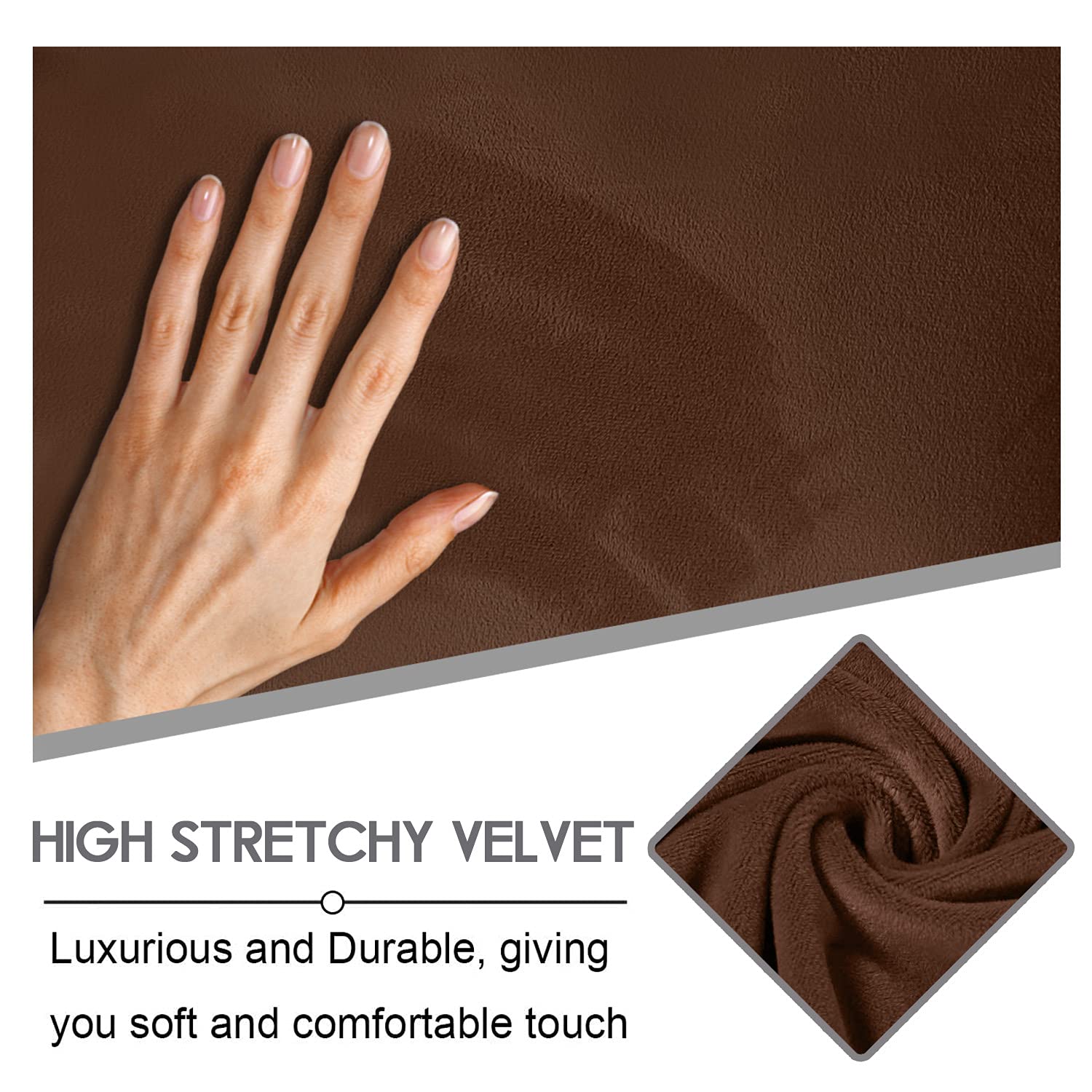 Ulticor 4-Piece, 1 Seat Recliner Cover, Velvet Stretch Reclining Chair Covers For 1 Cushion Reclining Sofa, Single Seat Recliner Couch Cover, Thick, Very Soft, Machine Washable (Chocolate)