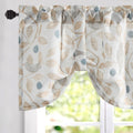 VOGOL Tie-up Valance 18 Inches Long Curtains for Kitchen Small Cafe, Birds and Leaf Print Valances Top Pocket Window Drapes for 