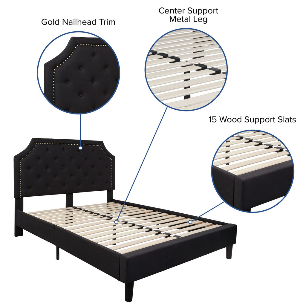 Flash Furniture Upholstered Platform Bed/Mattress Set, Full, Black