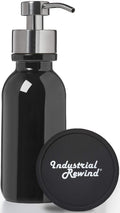 Black Wide Mouth Soap Dispenser with Metal Pump - Includes Non Slip Bottom and Counter top Protector. 16oz Glass Jar Lotion Bott