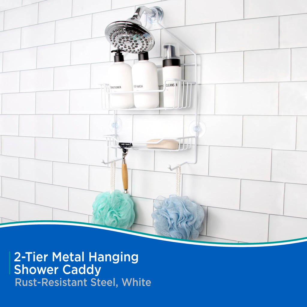 Kenney Kn614121 Over The Shower Head 17'' L X 10'' W X 4'' D Rust-Resistant Metal Wire Small 2-Shelf Hanging Caddy With Suction