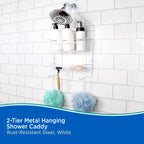 Kenney Kn614121 Over The Shower Head 17'' L X 10'' W X 4'' D Rust-Resistant Metal Wire Small 2-Shelf Hanging Caddy With Suction