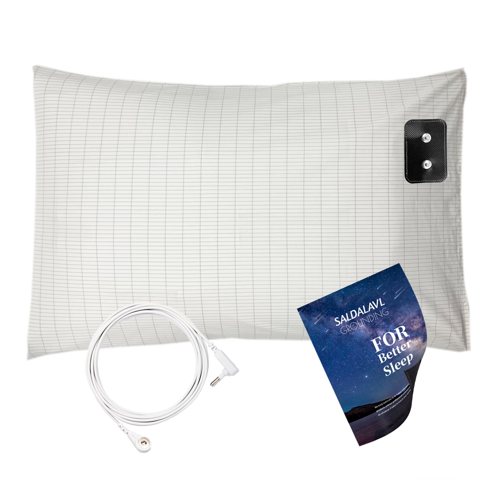 Grounding Pillowcase King Conductive Grounding Pillow Case Silver Fiber Grounding Sheet with 15ft Grounding Cord Organic Cotton 