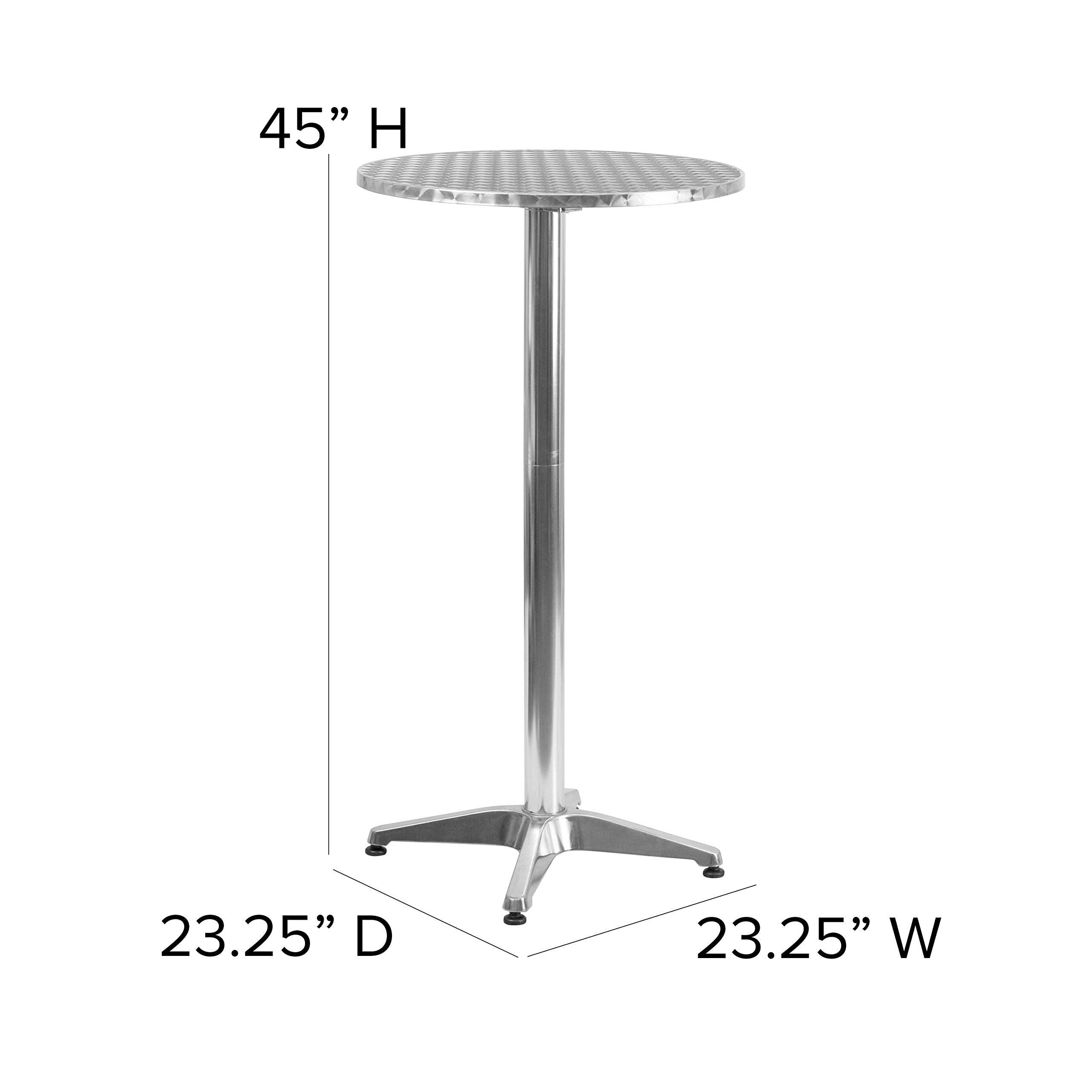 Flash Furniture 23.25&quot; Round Aluminum Indoor/Outdoor Bar Height Table With Flip-Up Top, Heavy-Duty Aluminum Flip-Up Top Cocktail Table, Silver