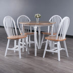 Sorella 5-Pc Drop Leaf Dining Table with Windsor Chairs - Natural and White