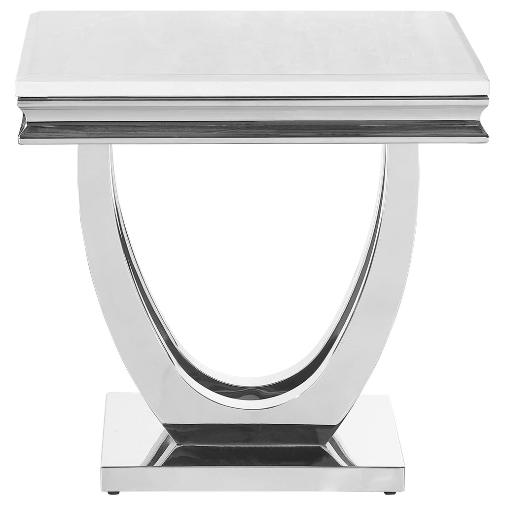 Coaster Home Furnishings Adabella U-Base Square End Table White and Chrome