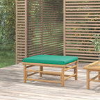 vidaXL Bamboo Patio Sofa with Green Cushions - Durable Garden Furniture, Flexible Modular Design, Comfortable Seat Experience, Includes Thickly Padded Cushions