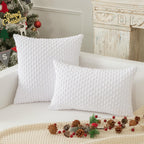 Kevin Textile Set Of 2 Decorative Pillow Cover Solid Striped Corduroy Plush Velvet Cushion Cover For Couch Machine Washable Pillowcase, 50Cm, 20 X 20 Inch, Pure White