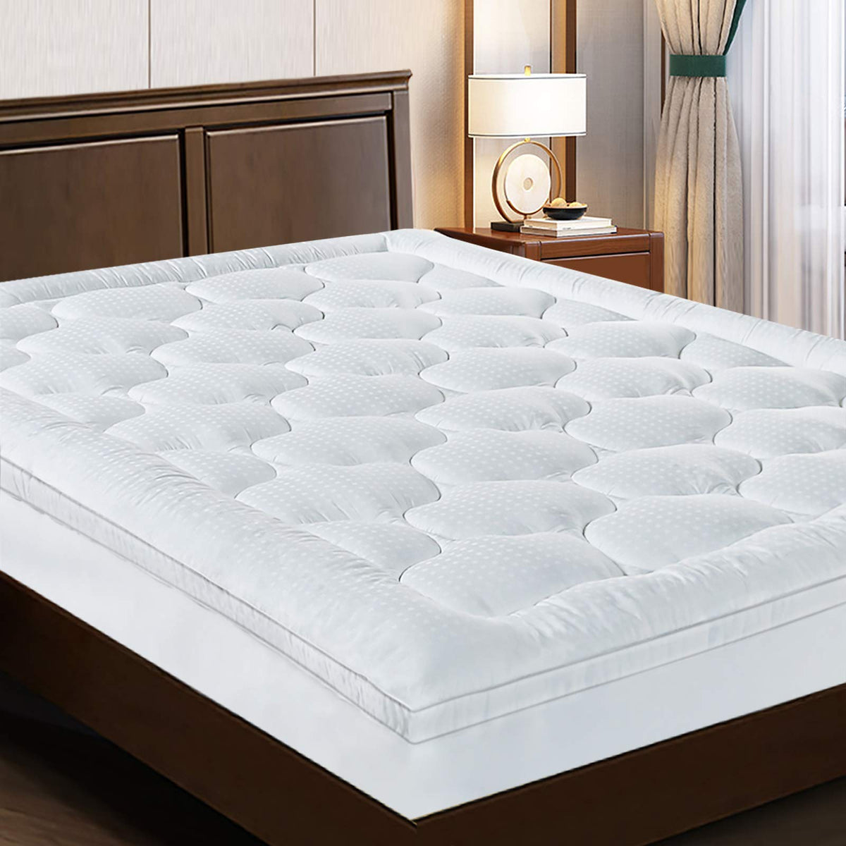 Easeland Full Size Mattress Topper Pillow Top Mattress Cover Quilted Fitted Mattress Protector Cotton Top 8-21' Deep Pocket Ext