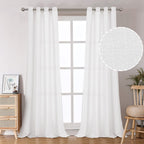 Bgment Natural Faux Linen Curtains For Bedroom, Grommet Thick Linen Semi Sheer Drapes Light Filtering Privacy Window Treatments Curtains For Living Room, Set Of 2 Panels, 52 X 120 Inch, Off White