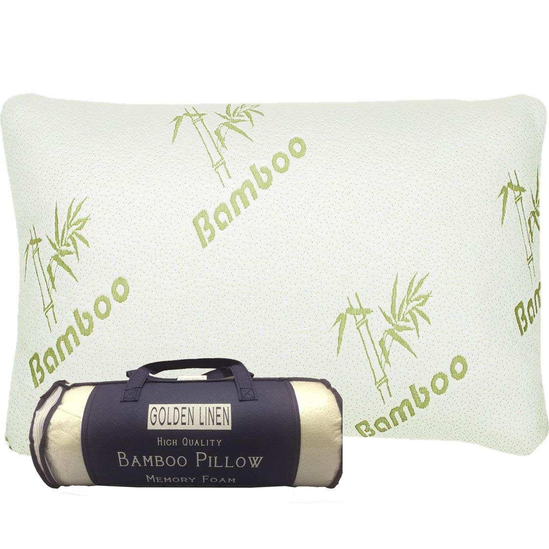 Golden Linens Llc Pillow Queen Size Shredded Memory Foam For Sleeping With Zipper Removable Cover - Hotel Quality Pillow Relieve