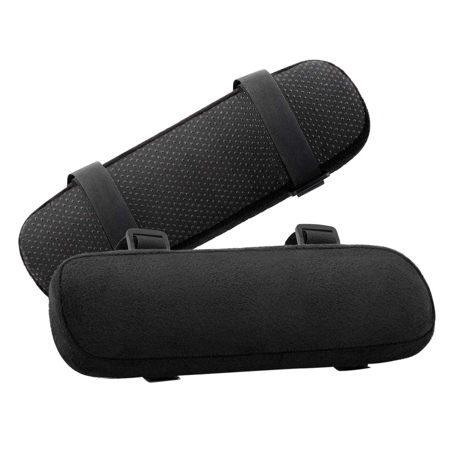 Mosiso Chair Armrest Pads (2 Pack), Memory Foam Home/Office Chair Arm Rest Covers Comfy Computer Gaming Elbow Cushion Removable Washable Elbow Support Forearm Pressure Relief, Black