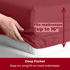 Mellanni King Sheet Set - 6-Piece Iconic Collection Bedding, (Including 4 Pillowcases), 16-Inch Deep Pocket, Easy Care, Extra Soft, Cooling Sheets, Brushed Microfiber - Brick Red