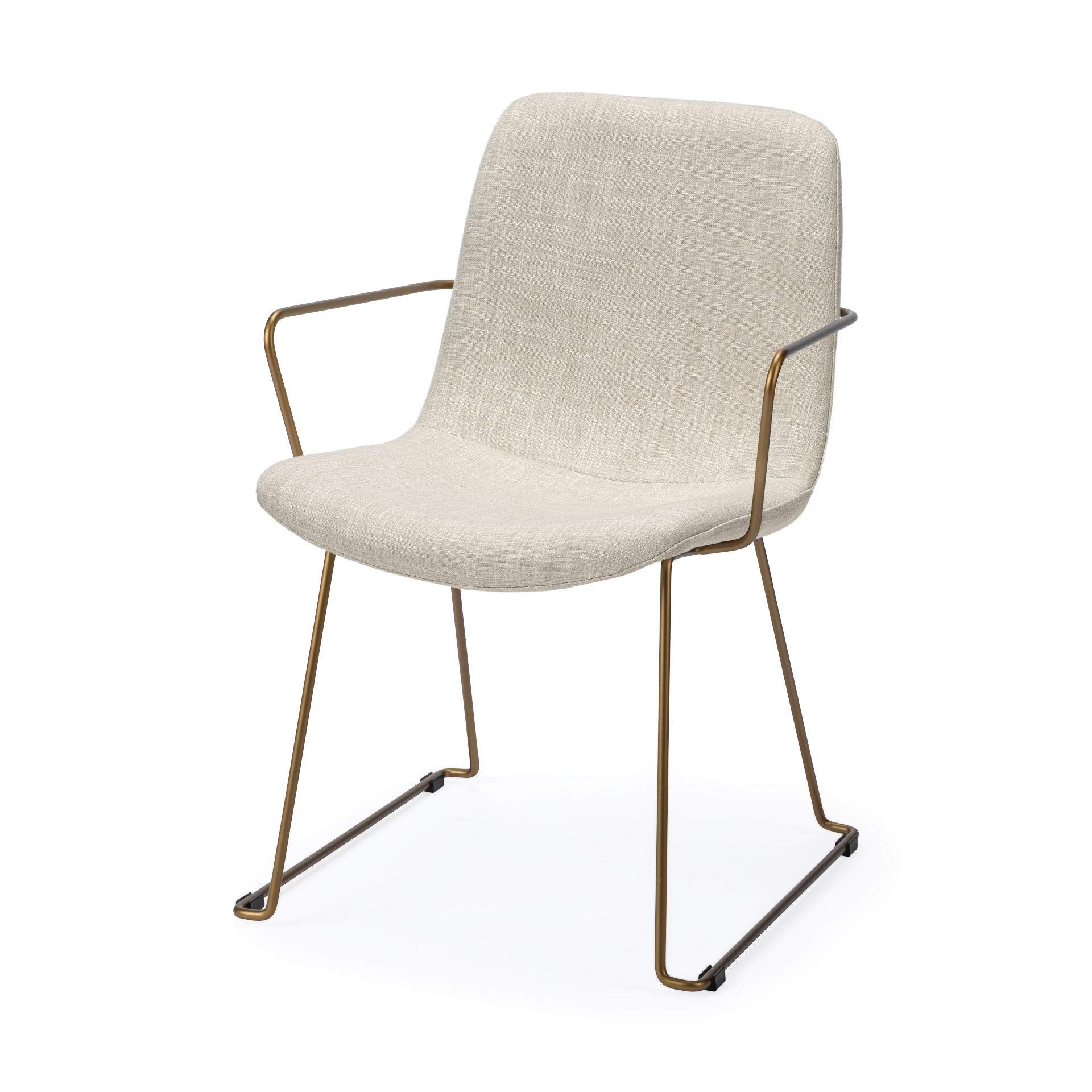 HomeRoots Cream Fabric Wrap with Gold Metal Frame Dining Chair