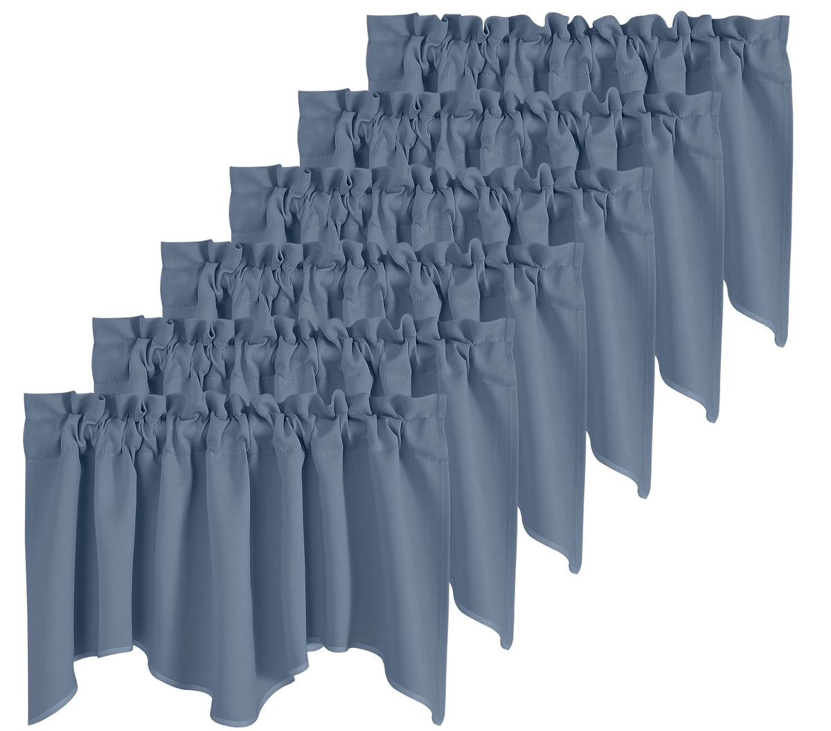 Nicetown Stone Blue Blackout Valances For Windows Treatment 18 Inch Length Solid Thermal Insulated Rod Pocket Bedroom And Bathro