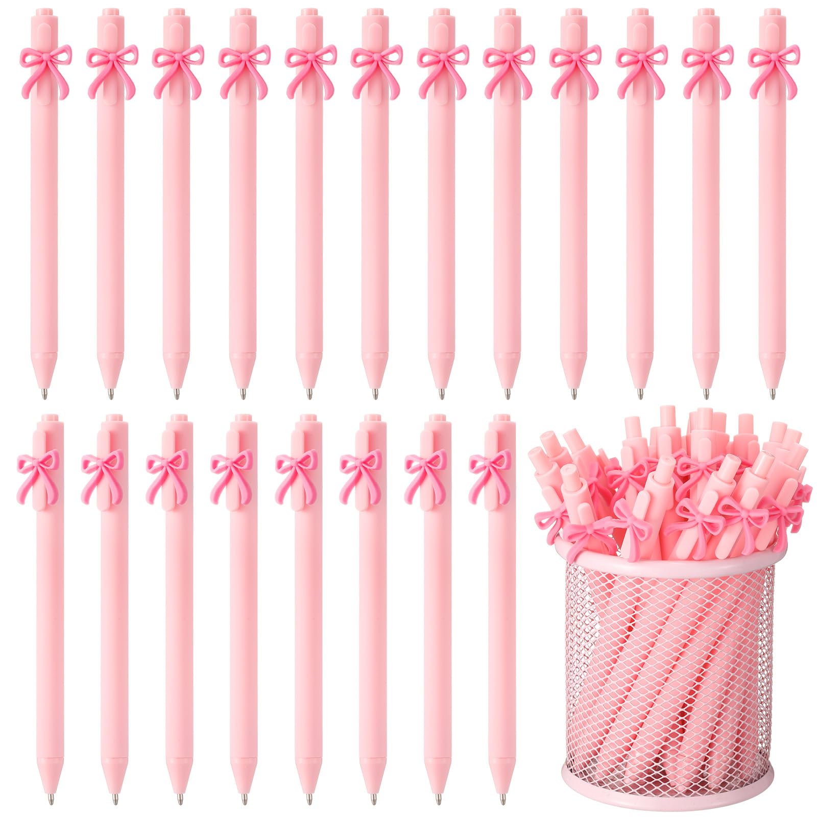 Sayglossy 20 Pcs Bow Ballpoint Pens Coquette Aesthetic Retractable Bowknot Black Ink Pen Butterfly Bow Party Favor Gifts for Gir