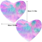 Mudder 2 Pieces Heart Shaped Rug Faux Room Fluffy Carpet Heart Shaped Door Mat For Room Bedroom, 12 X 16 Inch(Pink, Purple, Gree