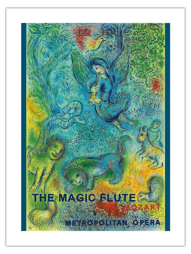 The Magic Flute - Mozart - Metropolitan Opera - Vintage Opera Poster by Marc Chagall c.1966 - Fine Art Matte Paper Print (Unfram