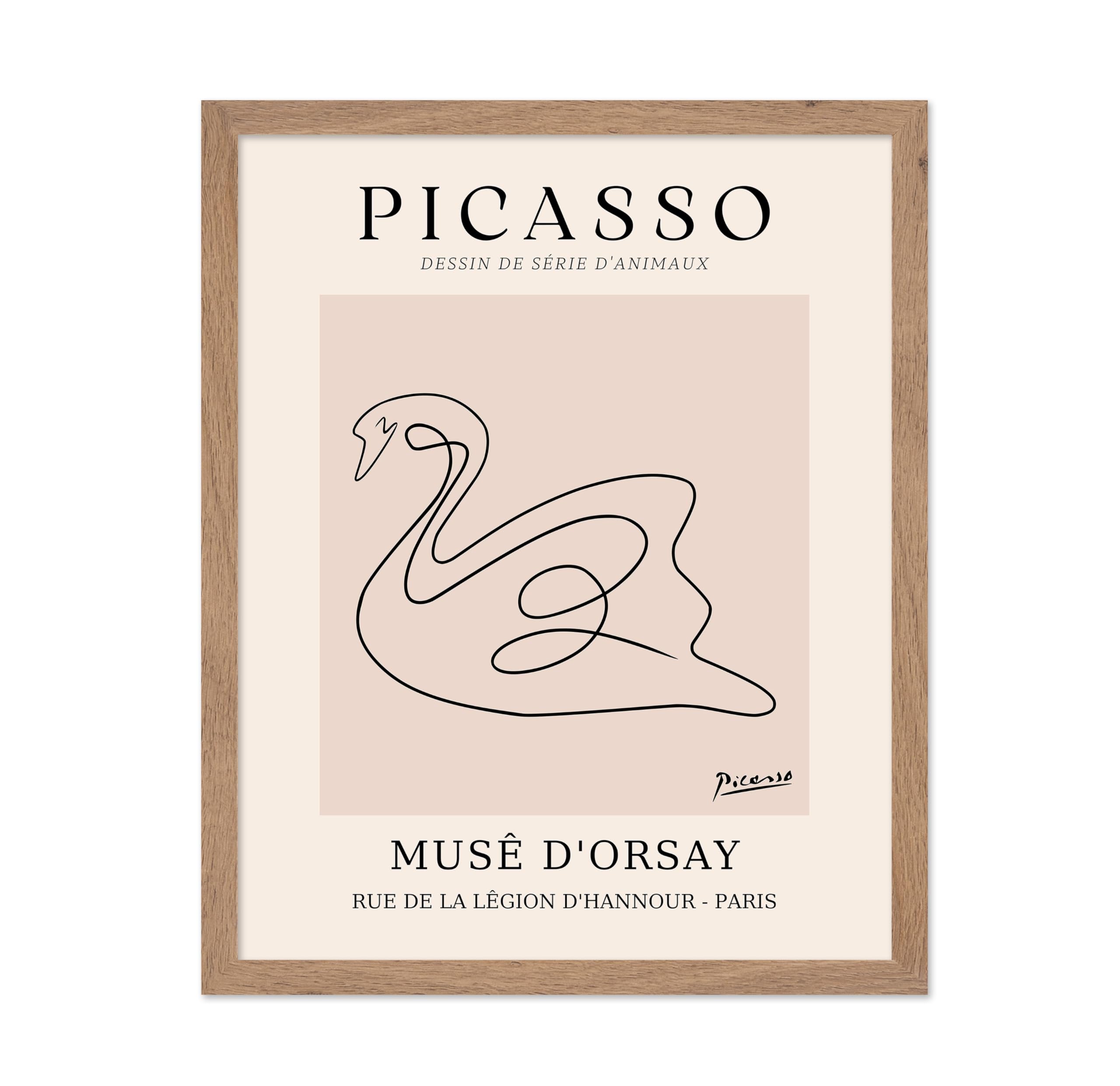 Poster Master Vintage Picasso Poster - Retro One Line Swan Drawing Print - Swan Art - Bird Art - Minimal Gift for Her, Animal Lo
