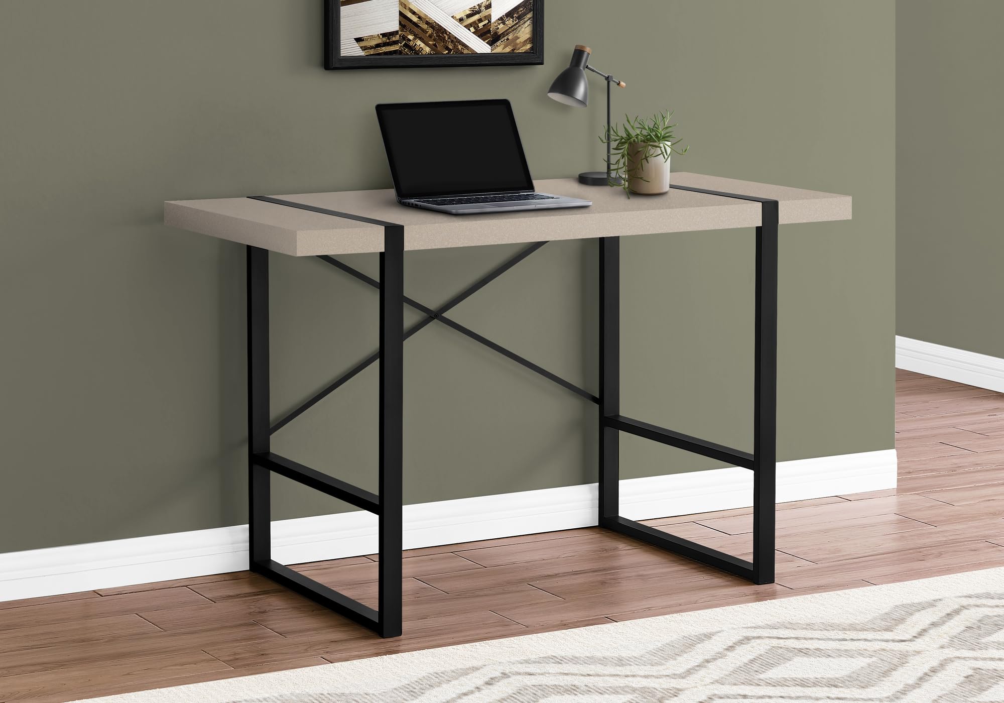 Monarch Specialties I 7659 Computer Desk, Home Office, Laptop, 48&quot; L, Work, Metal, Laminate, Beige, Black, Contemporary, Modern