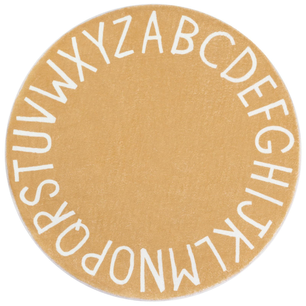 Topotdor Round Kids Play Rug Alphabet Nursery Area Rug Extra Large Soft Crawling Play Mat For Children Toddlers Bedroom (47 Inch, Brown)