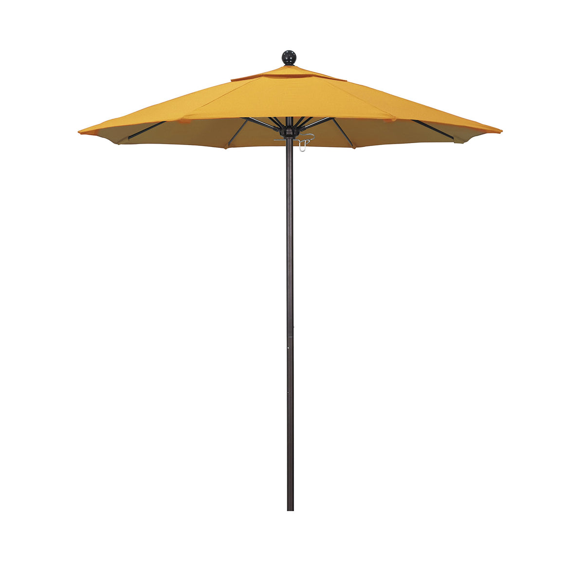 California Umbrella 7.5' Round Aluminum/Fiberglass Umbrella, Push Open, Bronze Pole, Pacifica Yellow Fabric
