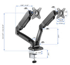 Rocelco 43" Height Adjustable Standing Desk Converter with Premium Dual Monitor Arm Mount - Tall Stand Up Tabletop Riser and Tablet Slot - Computer Workstation - Keyboard Tray - Black (R VADRB-43-MA2)