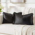 FUTEI Black Boho Throw Pillow Covers with Tassels 12x20 Inch Set of 2,Soft Velvet Lumbar Pillow Cases,Home Decor for Couch Livin