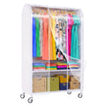 Univivi Heavy Duty Clothing Rack with Dust Cover and Bottom Storage Shelf