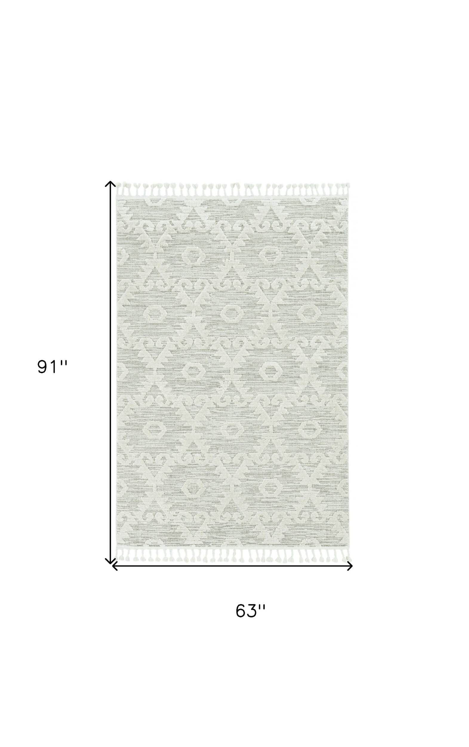HomeRoots 8' X 11' Ivory Beige Diamond Area Rug