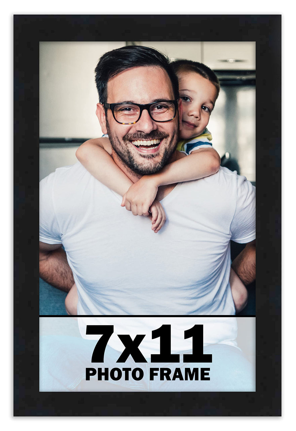 7x11 Frame Black Picture Frame - Complete Modern Photo Frame Includes UV Acrylic Shatter Guard Front, Acid Free Foam Backing Boa
