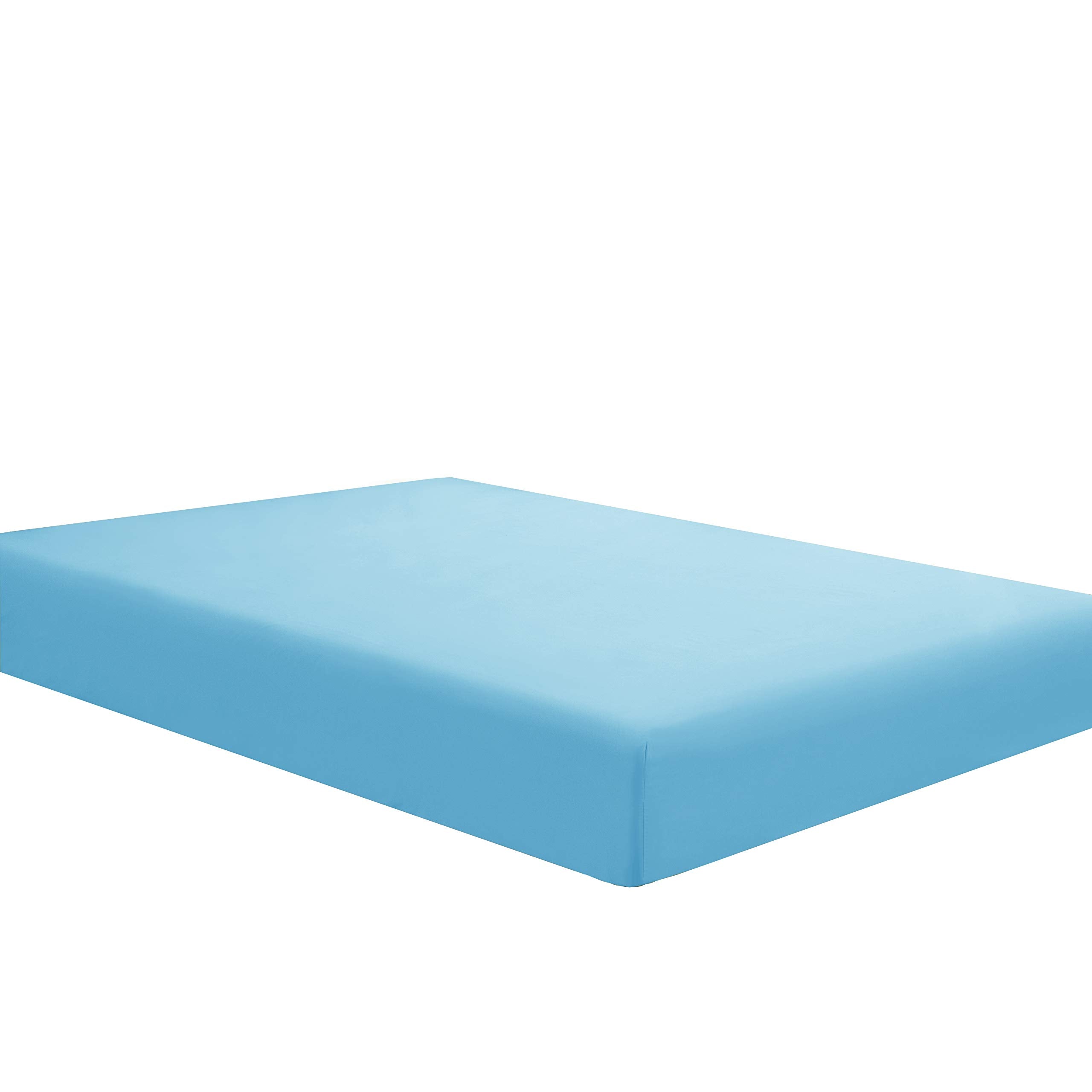 Sfoothome Single Fitted Sheet (Queen - Sky Blue) - Deep Pocket Brushed Velvety Microfiber, Breathable, Extra Soft And Comfortabl