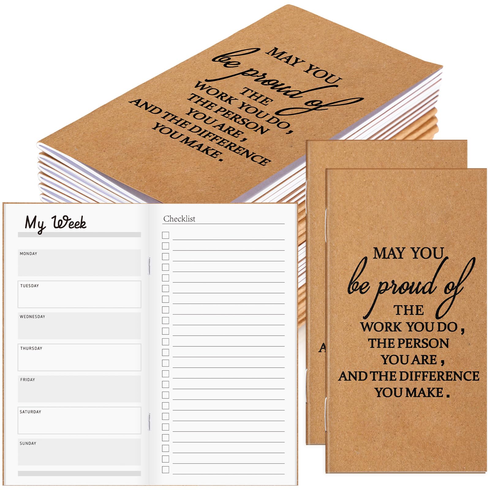 Yeaqee 50 Pcs Undated Weekly Planners Bulk Inspirational To Do List Weekly Goals Notepads Thank You Traveler Journal Staff Cowor